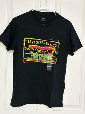Levi’s Men’s Graphic T-Shirt Black Multicolor Levi Strauss Logo Tee Size XS NWT